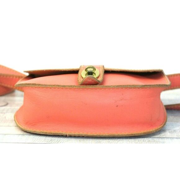 Fossil SALMON PINK GENUINE LEATHER FLAP TURN LOCK CROSSBODY PURSE SHOULDER BAG - Picture 8 of 12